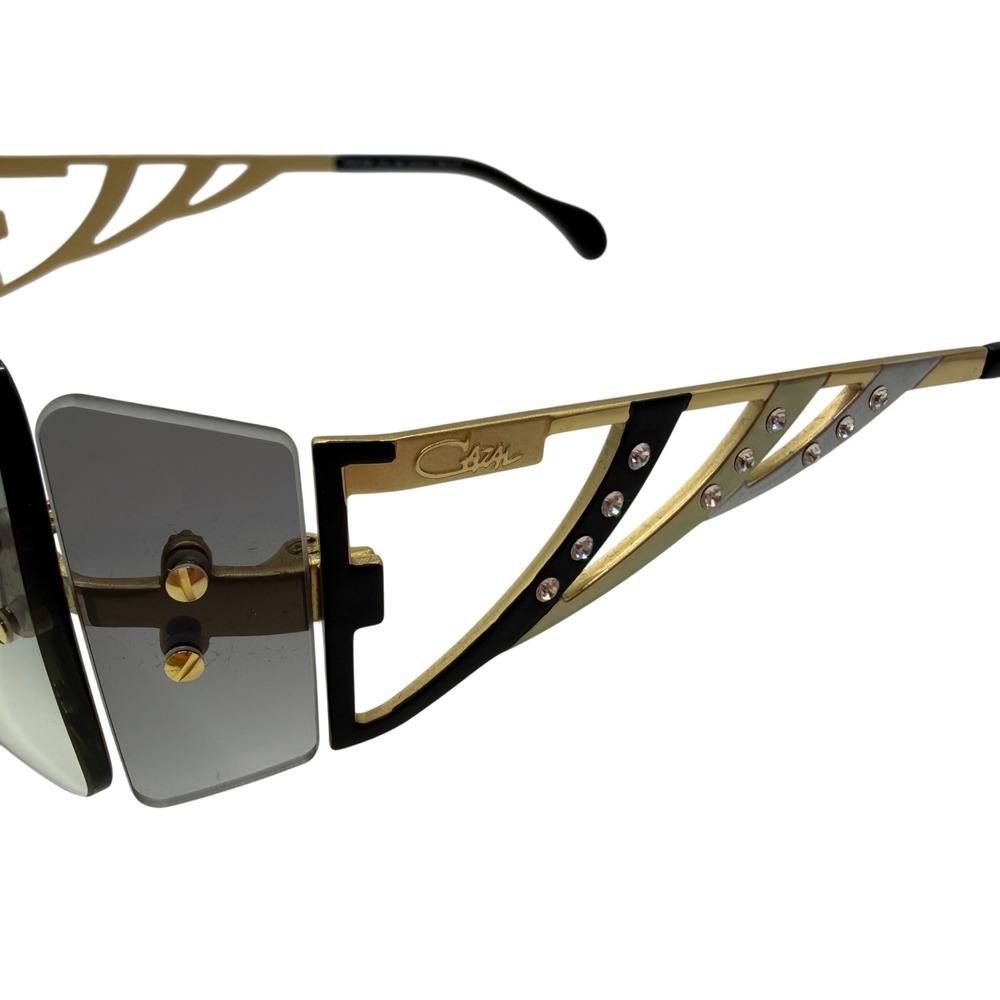 Cazal Mod 926 Rimless Sunglasses Gold Gray Lens Rhinestone Germany Designer - Picture 6 of 12